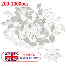 200-1000pc Glass Mirror Mosaic Tiles Bulk Diamond Shape Art Home Decor Craft DIY