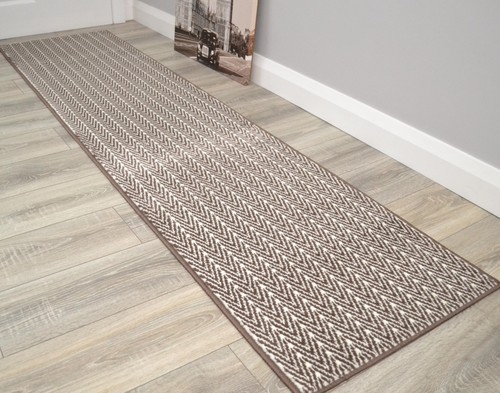 Brown herringbone hall - brown,