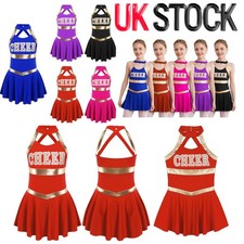 Kids Girls Cheerleading Uniform Sleeveless Dress Cheer Leader Costume Halloween