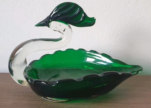 Murano glass bird swan green - glass, bird.
