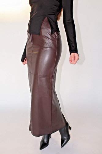 Brown lambskin leather long - leather,