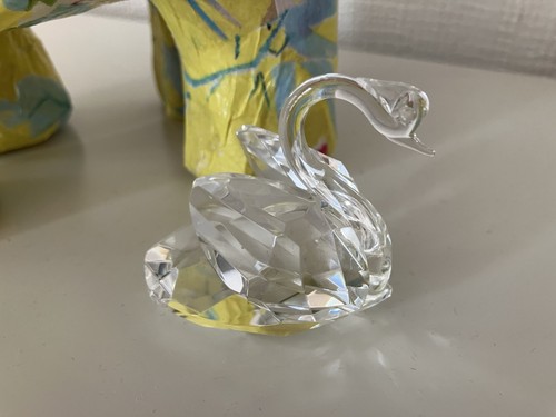 Crystal glass swan figurine - crystal,