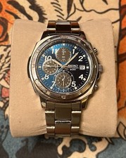 Seiko 7T92-0CA0 Men’s Chronograph Watch Blue Sunburst Dial