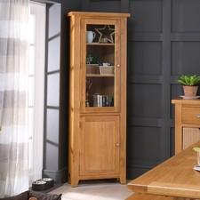 Cheshire Oak Tall Glazed Corner Cabinet - Living/Dining Room Furniture - AD59