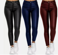 Women Ladies Wet Look Leather