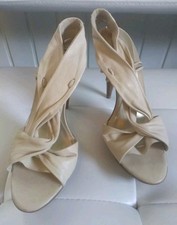 DUNE SIZE 6 CREAM LEATHER SANDAL VERY HIGH HEEL. H50112625B302A