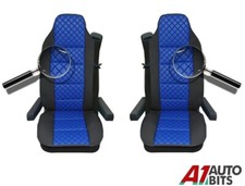 Premium Blue Leatherette & Fabric Seat Covers For Scania R 2009 Truck 2009-2017