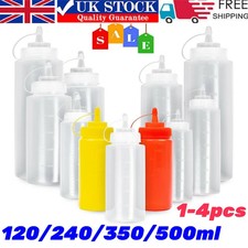 1-8PCS Plastic Clear Squeeze Sauce Bottles Condiment Dispenser Ketchup Mayo