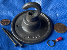 87mm Industrial CEILING ROSE chandelier hook CAST IRON Antique OLD C1920 Lantern