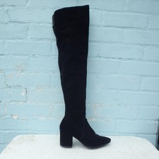 Aldo Suede Leather Boots UK 4 Eu 37 Womens Thigh High OTK Pull on Black Preloved