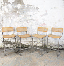 4 Set Marcel Breuer Cesca Tall Bar Stools Chrome Cane for Restoration DELIVERY