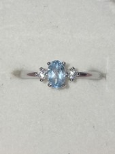 Aquamarine Oval Shape Adjustable Sterling Silver Ring