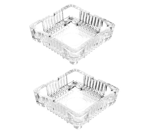 Square cut glass ashtray - cut,