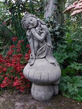 STONE GARDEN FAIRY ON MUSHROOM