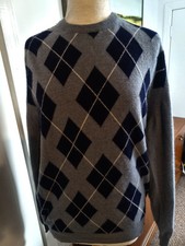 Pringle Pure Cashmere Crew Sweater. Med/Lge. Blue Marl/Navy