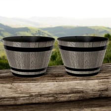2Pc Plastic Whiskey Barrel