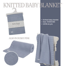 Baby Boys Knitted Blanket dusky blue Newborn Toddler Pram Cot Stroller Blanket