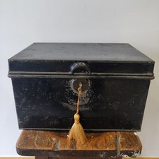 Antique early 20th century 2 handled deed box with original key rare!!