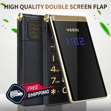Unlocked 2 SIM Big Button Flip Mobile Phone LED MP3 Flashlight Dual Screen