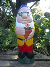 Stone Garden Gnome Holding Plant Pot Handcrafted by Myself Garden Ornament