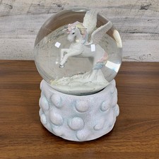 Vintage Magic Unicorn Kcare Music Snow Globe Ceramic 4" Wide and 6" Tall