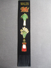Leather BOOKMARK Wales Welsh Dragon Leeks Daffodils Costume Black Unused
