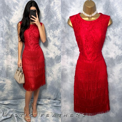 Roman red lace fringe 1920s - &,