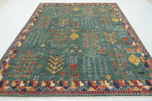 Green gabbeh afghan - 8, x