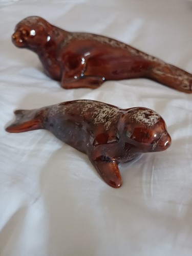 Kernewek pottery seal and pup - seal,