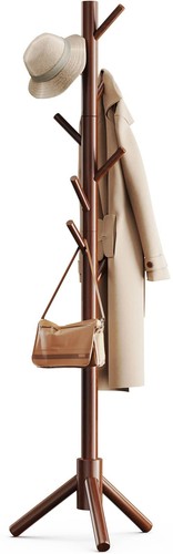 Sturdy wooden coat tree with - wooden,