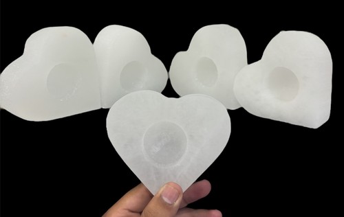 Selenite crystal candle heart - crystal,