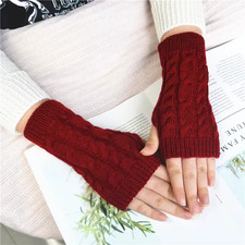 Women's Cable Fingerless Gloves Knit Arm Warmers Long Sleeve Winter Warm Mittens