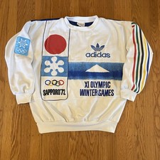 Vintage 80s Adidas Winter Olympics Sapporo 1972 Crewneck Sweatshirt Clean L XL