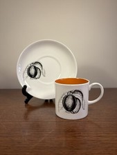Vintage Susie Cooper Bone China Black Fruit Peach Coffee Cup & Saucer
