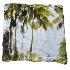 Arhaus Green & White Palm Tree Print Silk Blend Velour Pillow Covers - Fit 18x18