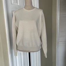 Pringle Of Scotland 100/% Cashmere Women’s Crew Neck SweaterNatural White Color