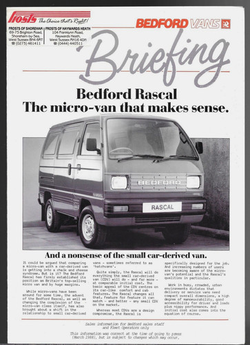 Bedford rascal briefing 1988 - rascal,