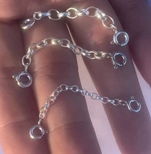 Sterling Silver Belcher Necklace Extender Safety Chain 1" to 6" inches
