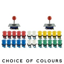 2 Player Arcade Control Kit 2 Ball Top Joysticks 24 Buttons - All Colours