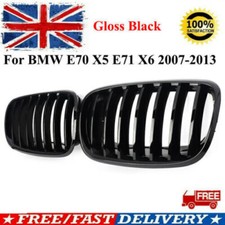 Front Kidney Grill Grilles Single Slat Gloss Black For BMW X5 X6 E70 E71 2007-13