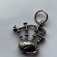 Vintage bagpipes Retro 925 Sterling Silver 925 Scottish Bagpipes Charm Pendant