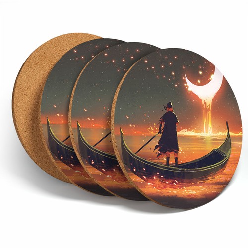 Set rowing boat moon - set,