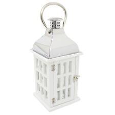 White Wooden Candle Lantern | 39cm Hurricane Lantern Candle Holders for Home