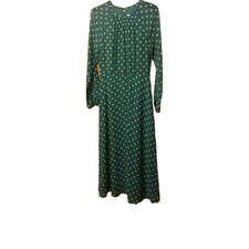 LK Bennett Addison Dress Size UK 12 Green White Spot Polka Dot Midi Smart Casual