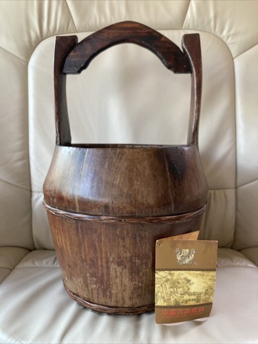 Vtg chinese wooden - vtg, bucket