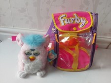 Furby Babies Pink/white Blue Hair & Rare Carry Along Backpack Rucksack 90s Tiger