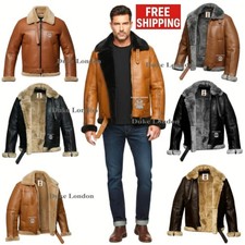Men's B3 Raf Real Sheep Skin Leather Jacket Aviator Flying Bomber Coat Original 