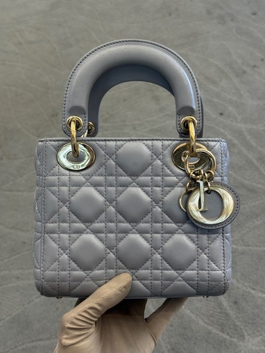 Lady dior mini - pearl, grey