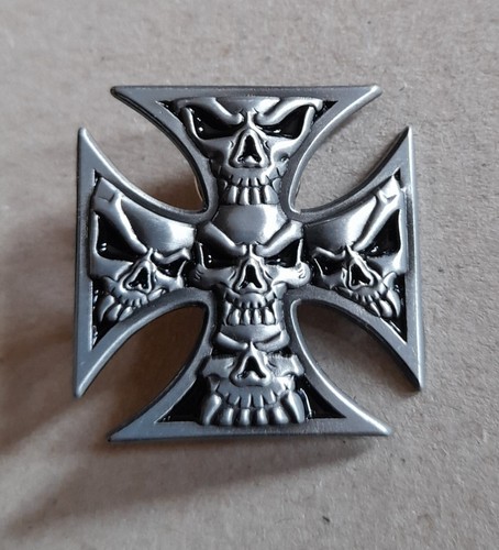 Iron cross skull metal - cross, enamel