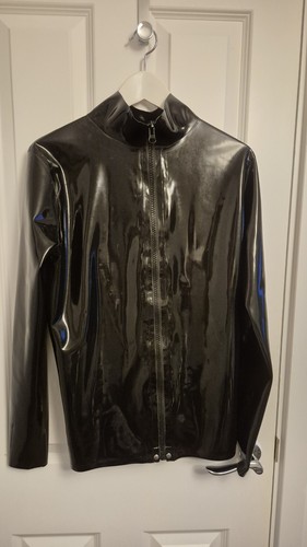 Mens black latex rubber long - latex,